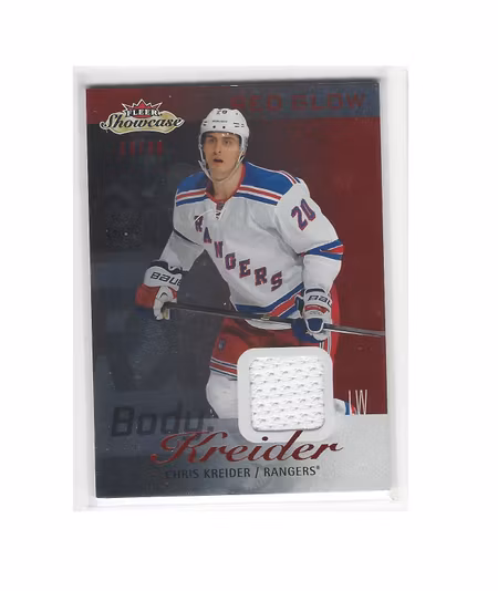 2013-14 Fleer Showcase Red Glow #63 Chris Kreider JSY (50-13x6-RANGERS)
