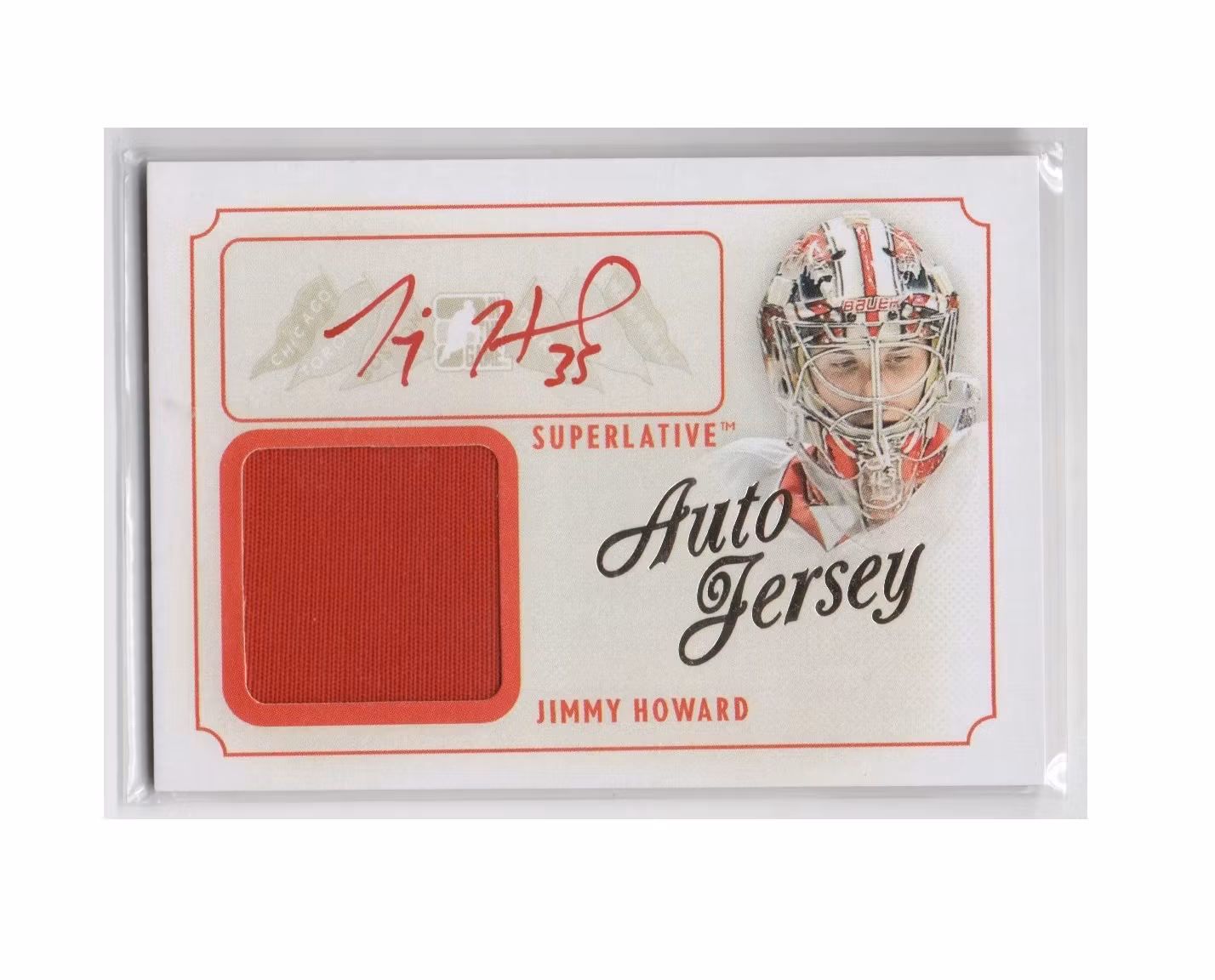 2013-14 ITG Superlative The First Six Jerseys Autographs Gold #AJJH Jimmy Howard (500-X49-RED WINGS)