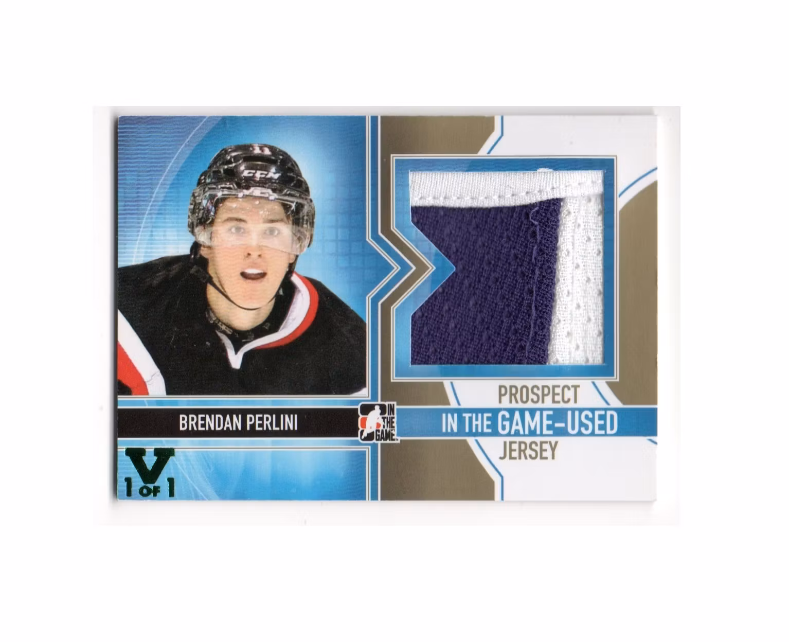 2013-14 ITG Used Prospect Game Used Jerseys Gold #PJ19 Brendan Perlini (80-X16-OTHERS)