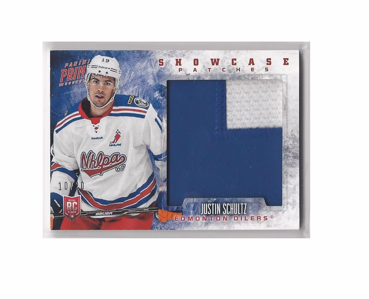 2013-14 Panini Prime Showcase Jersey Patches #3 Justin Schultz (100-X89-OILERS)