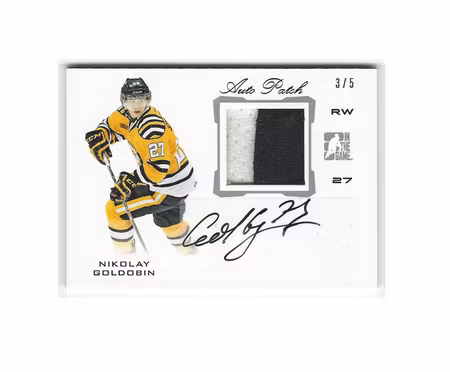 2014-15 ITG Draft Prospects Patch Autographs #PA24 Nikolay Goldobin (500-X103-SHARKS)