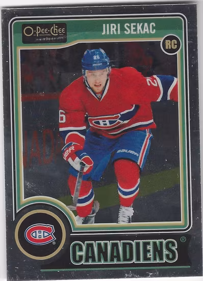 2014-15 O-Pee-Chee Platinum #184 Jiri Sekac RC (10-X96-CANADIENS)