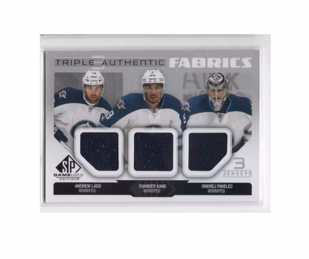 2014-15 SP Game Used Authentic Fabrics Triples #AF3JETS Andrew Ladd Evander Kane Ondrej Pavelec C (40-X232-NHLJETS)