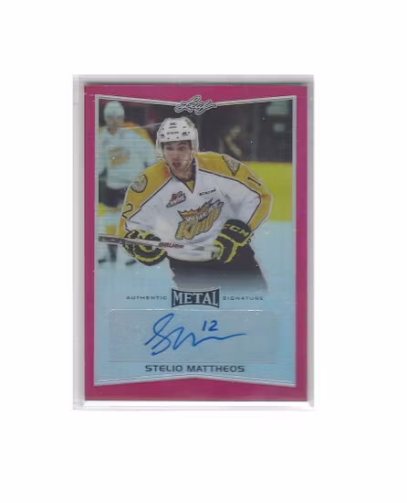 2015-16 Leaf Metal Prismatic Pink #BASM1 Stelio Mattheos (100-271x2-HURRICANES)