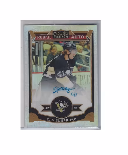 2015-16 O-Pee-Chee Platinum White Ice #183 Daniel Sprong AU (150-X98-PENGUINS)