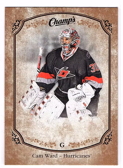 2015-16 Upper Deck Champ's Gold Variant Front #20 Cam Ward (15-X48-HURRICANES)