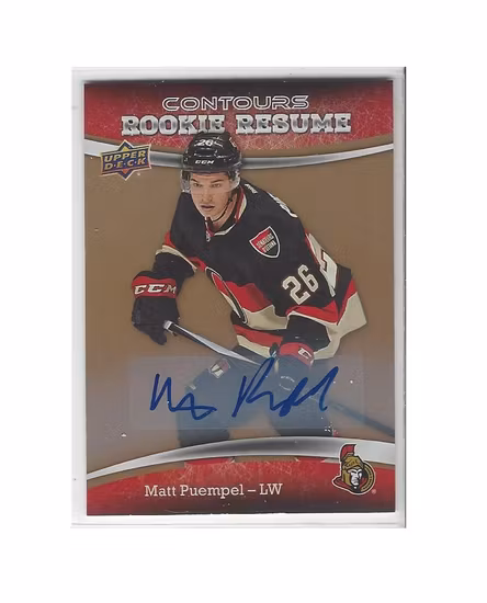 2015-16 Upper Deck Contours Rookie Resume Gold Rainbow Autographs #RR3 Matt Puempel C (40-280x9-SENATORS)