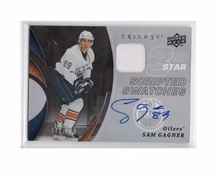 2008-09 Upper Deck Trilogy Scripted Swatches Third Star #3RDSM Sam Gagner (100-X77-OILERS)