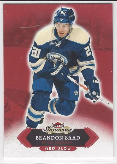 2016-17 Fleer Showcase Red Glow #32 Brandon Saad (12-274x2-BLUEJACKETS)