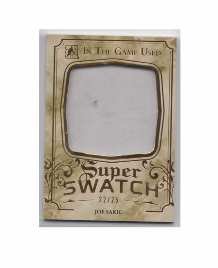 2016-17 ITG Used Super Swatch Gold #SS22 Joe Sakic (80-X231-GAMEUSED-SERIAL-AVALANCHE)