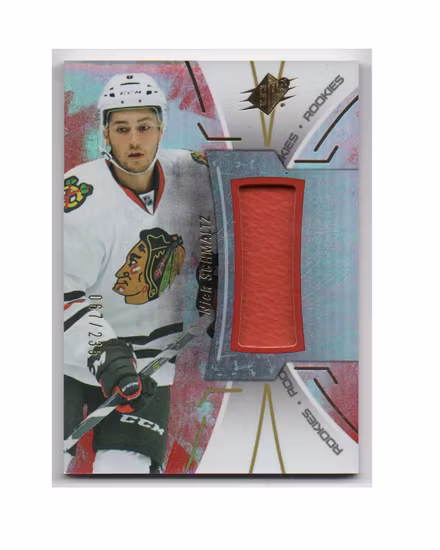 2016-17 SPx Rookies Red #RNS Nick Schmaltz JSY (30-X95-BLACKHAWKS)