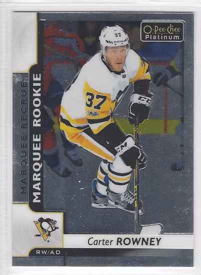 2017-18 O-Pee-Chee Platinum #156 Carter Rowney RC (10-284x4-PENGUINS)