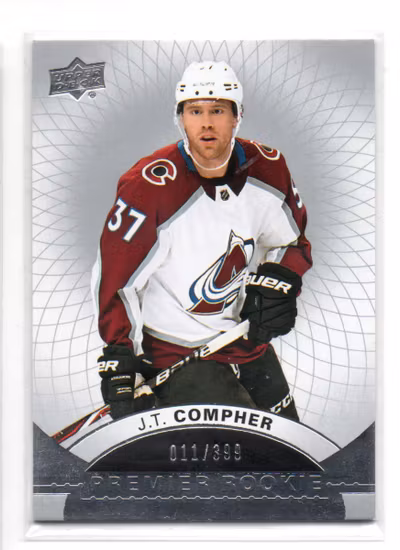 2017-18 Upper Deck Premier #83 J.T. Compher RC (25-X299-AVALANCHE)