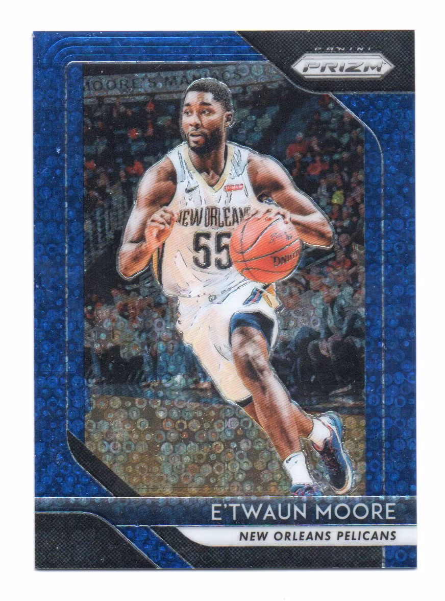 2018-19 Panini Prizm Prizms Fast Break Blue #147 E'Twaun Moore (25-X308-NBAPELICANS)