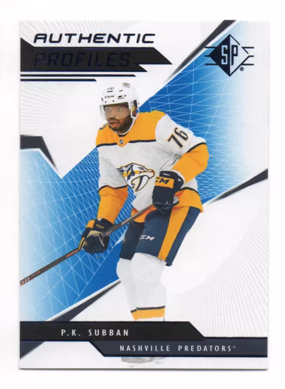 2018-19 SP Authentic Profiles Blue #APPS P.K. Subban (20-X324-PREDATORS)