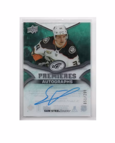 2018-19 Upper Deck Ice Ice Premieres Autographs #IPASS Sam Steel (80-X169-DUCKS)