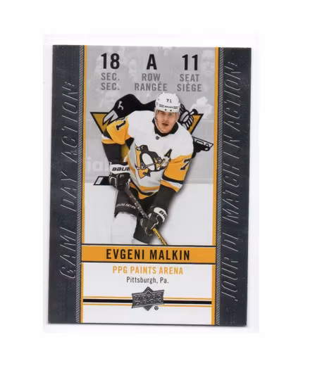 2018-19 Upper Deck Tim Hortons Game Day Action #GDA11 Evgeni Malkin (20-X73-PENGUINS)
