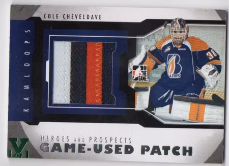 2012-13 ITG Heroes and Prospects Jersey Patches Silver #M07 Cole Cheveldave (100-X332-NHL)