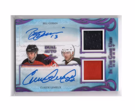 2019-20 ITG Used Dual Autographs Purple Spectrum #DA01 Bill Guerin Claude Lemieux (300-X28-DEVILS)