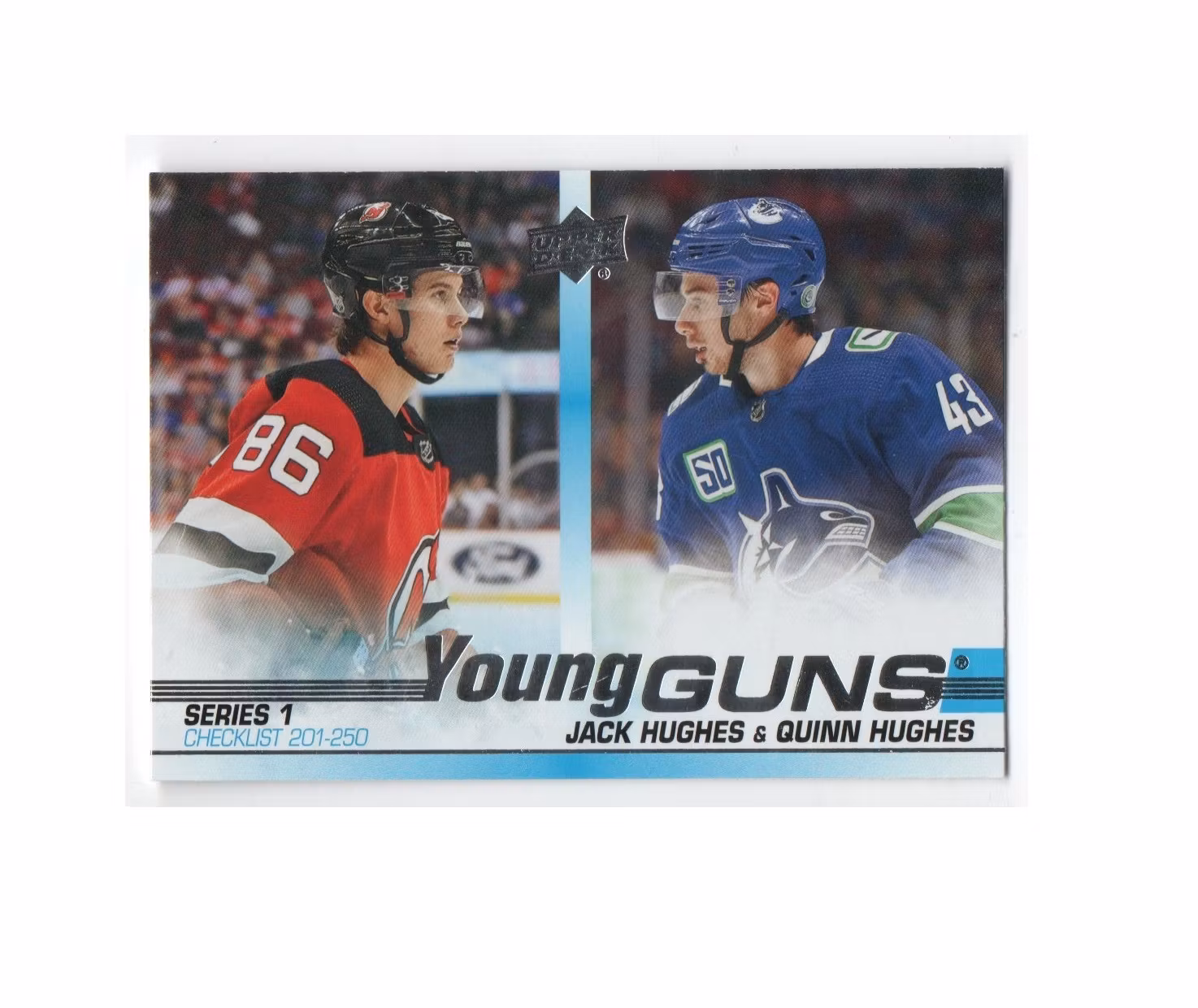 2019-20 Upper Deck #250 Jack Hughes Quinn Hughes YG CL (50-X219-DEVILS+CANUCKS)