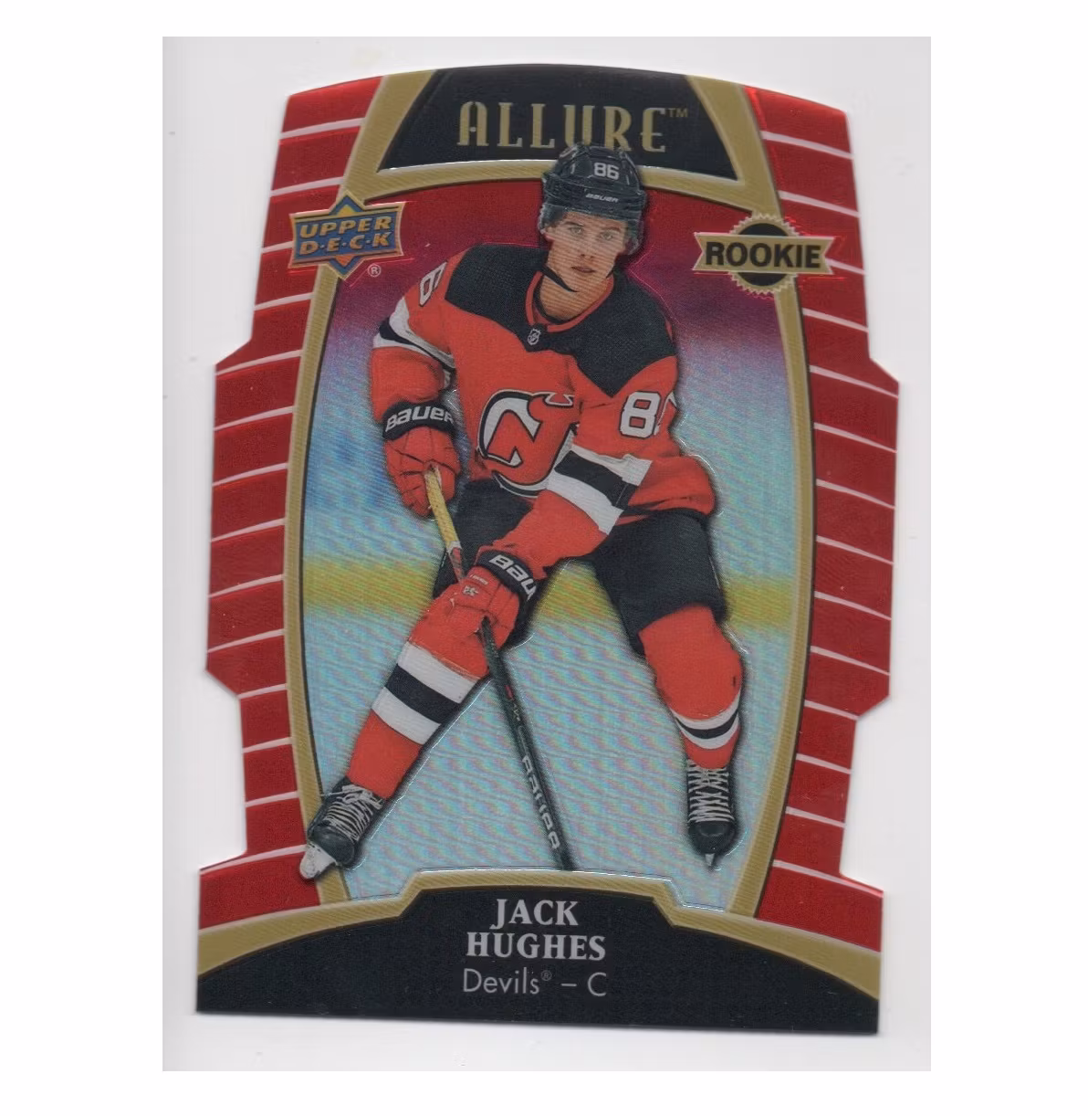 2019-20 Upper Deck Allure Red Rainbow #100 Jack Hughes (80-X143-DEVILS)
