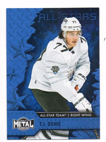 2020-21 Metal Universe Blue Spectrum #198 T.J. Oshie AS (15-X304-CAPITALS)