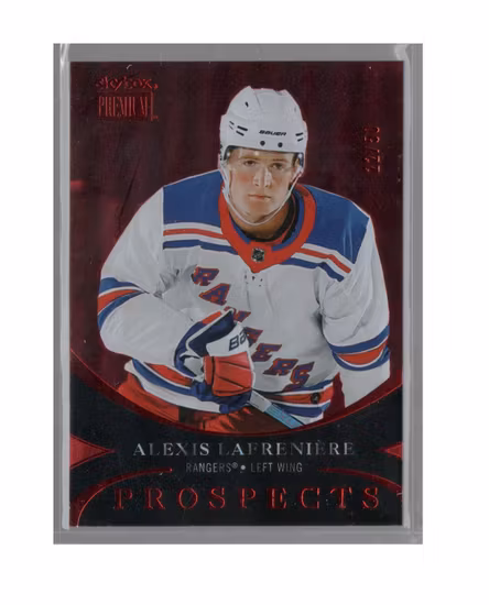 2020-21 Metal Universe Skybox Premium Prospects '97-98 Retro Star Rubies #PP1 Alexis Lafreniere (5000-CC8-NHLRANGERS)