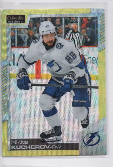 2020-21 O-Pee-Chee Platinum Neon Yellow Surge #3 Nikita Kucherov (25-X296-LIGHTNING)