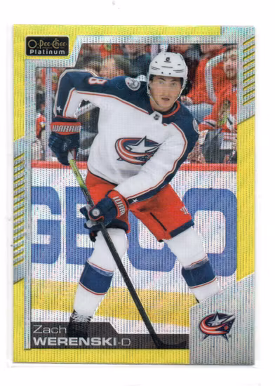 2020-21 O-Pee-Chee Platinum Neon Yellow Surge #103 Zach Werenski (10-X320-BLUEJACKETS)
