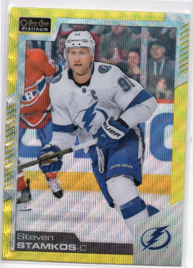 2020-21 O-Pee-Chee Platinum Neon Yellow Surge #143 Steven Stamkos (25-X296-LIGHTNING) (2)