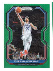 2020-21 Panini Prizm Prizms Green #160 Furkan Korkmaz (15-X342-NBA76ERS)