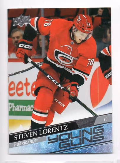 2020-21 Upper Deck #494 Steven Lorentz YG RC (25-X316-HURRICANES)