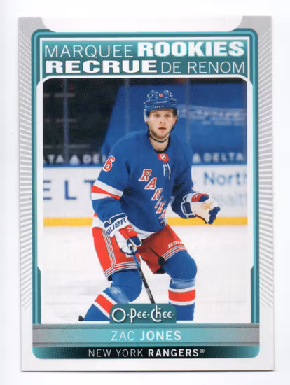 2021-22 O-Pee-Chee #513 Zac Jones RC (12-X301-RANGERS)