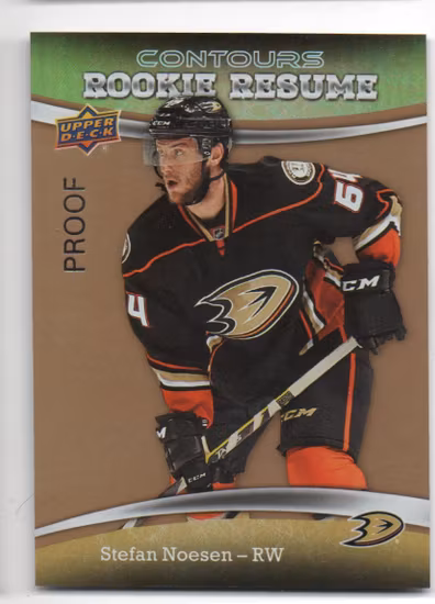 2015-16 Upper Deck Contours Rookie Resume Gold Rainbow Proofs #RR16 Stefan Noesen (30-X346-DUCKS)