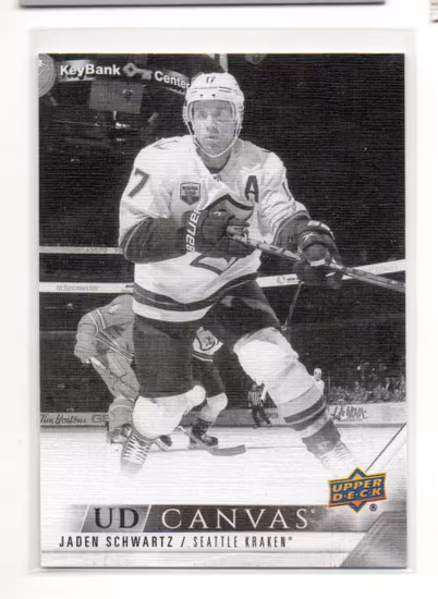2022-23 Upper Deck UD Canvas Black and White #C189 Jaden Schwartz (60-X350-KRAKEN)