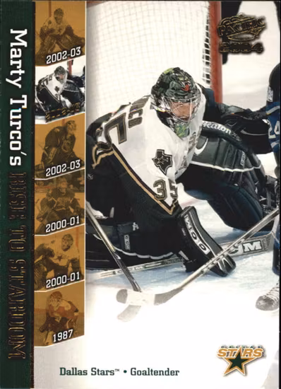 2003-04 Pacific Marty Turco #5 Marty Turco 2002-03 (12-X355-NHLSTARS)
