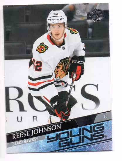 2020-21 Upper Deck #725 Reese Johnson YG RC (25-X366-BLACKHAWKS)