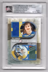 2011-12 ITG Ultimate Memorabilia Country of Origin Memorabilia #9 Pelle Lindbergh Henrik Lundqvist (1000-SLABBED2-SWEDEN+FLYERS+RANGERS)