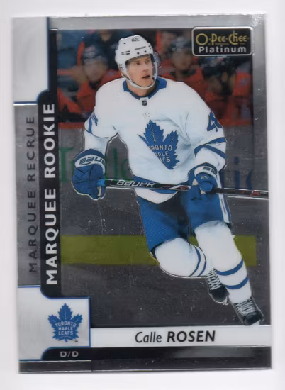 2017-18 O-Pee-Chee Platinum #168 Calle Rosen RC (10-6x3-MAPLE LEAFS)