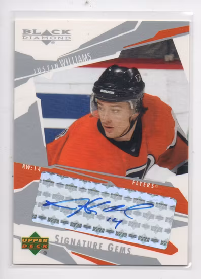 2003-04 Black Diamond Signature Gems #SG31 Justin Williams (60-43x6-FLYERS)