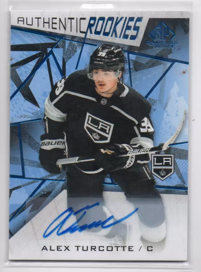 2021-22 SP Game Used Blue Autographs #193 Alex Turcotte C (100-15x2-NHLKINGS)