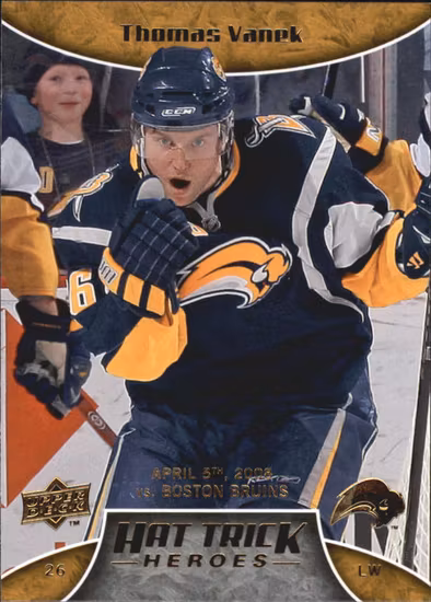 2008-09 Upper Deck Hat Trick Heroes #HT5 Thomas Vanek (10-75x7-SABRES)