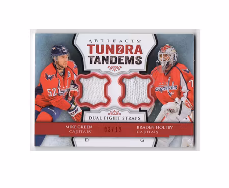 2013-14 Artifacts Tundra Tandems Fight Straps Red #TTGH Mike Green Braden Holtby (300-X89-CAPITALS)
