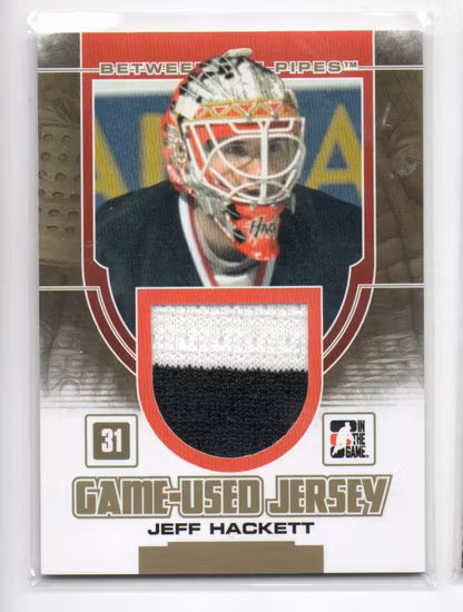 2013-14 Between the Pipes Jerseys Gold #GUM54 Jeff Hackett (80-90x1-BLACKHAWKS)
