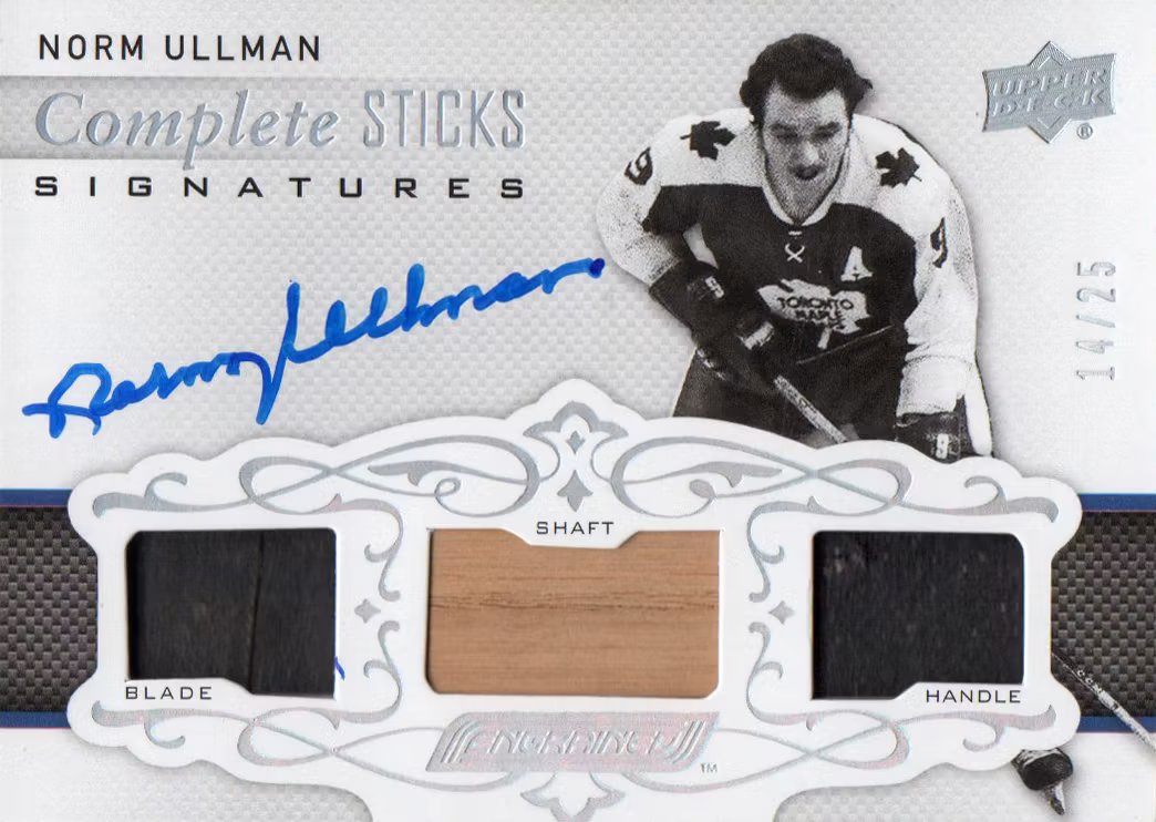 2018-19 Upper Deck Engrained Complete Sticks Signatures #CSSNU Norm Ullman (500-SHOWCASE-MAPLE LEAFS)