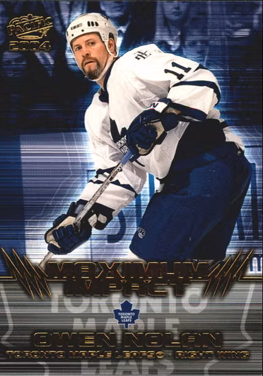 2003-04 Pacific Maximum Impact #9 Owen Nolan (10-108x6-MAPLE LEAFS)