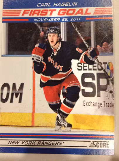 2012-13 Score First Goal #FG7 Carl Hagelin (10-118x3-RANGERS)