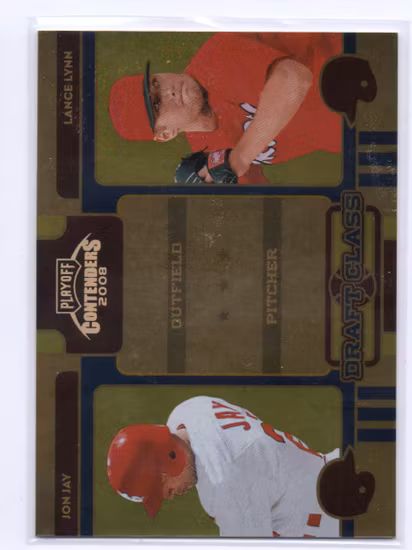 2008 Playoff Contenders Draft Class Gold #3 Jon Jay Lance Lynn (40-273x1-MLBCARDINALS)