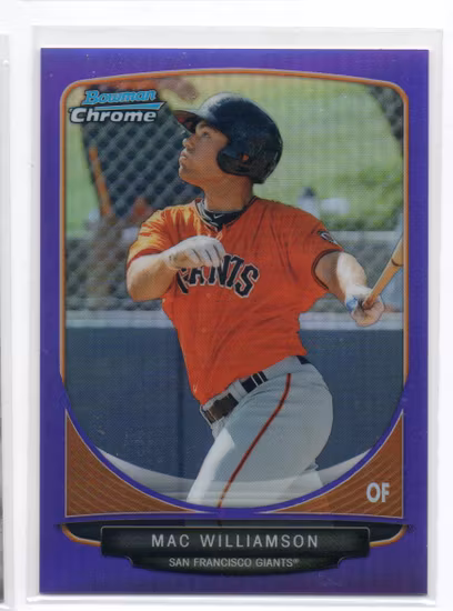 2013 Bowman Chrome Prospects Purple Refractors #BCP220 Mac Williamson (50-269x2-MLBGIANTS)