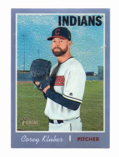 2019 Topps Heritage Chrome Purple Refractors #THC448 Corey Kluber (25-271x6-MLBINDIANS)